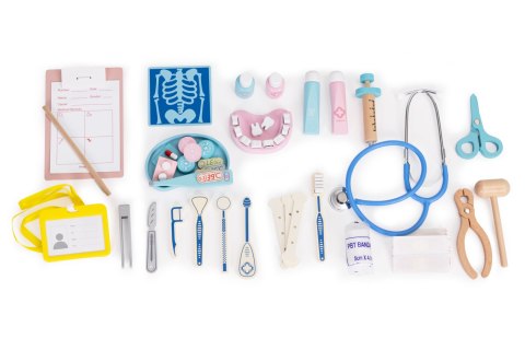 Drewniany zestaw małego lekarza walizka medyczna dla dzieci 34 elementy MULTISTORE