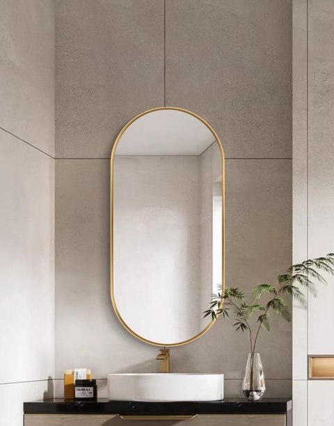 Duże lustro owalne ścienne 100x50 cm złota rama LEOBERT