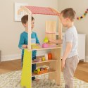 Duży drewniany stragan dla dzieci sklep z terminalem i wagą owoce warzywa 20 elementów ECOTOYS ECOTOYS