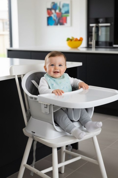 Fotelik krzesełko do karmienia dzieci 6w1 pikowane poszycie tacka szary ECOTOYS ECOTOYS