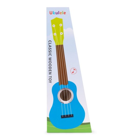 Gitara ukulele dla dzieci drewniana 4 struny nylonowe kostka do gry ECOTOYS ECOTOYS