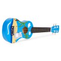 Gitara ukulele dla dzieci drewniana 4 struny nylonowe kostka do gry ECOTOYS ECOTOYS