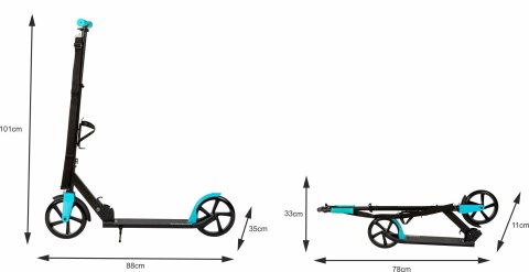 Hulajnoga miejska dla dzieci i młodzieży składana regulacja wysokości 91-101 cm koła 200 mm uchwyt na bidon Bauerkraft