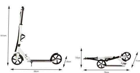 Hulajnoga miejska dla dzieci i młodzieży składana regulacja wysokości 91-101 cm koła 200 mm uchwyt na bidon Bauerkraft