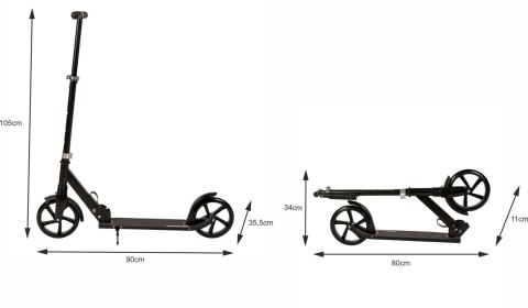 Hulajnoga miejska dla dzieci i młodzieży składana regulacja wysokości 95-105 cm koła 200 mm Bauerkraft