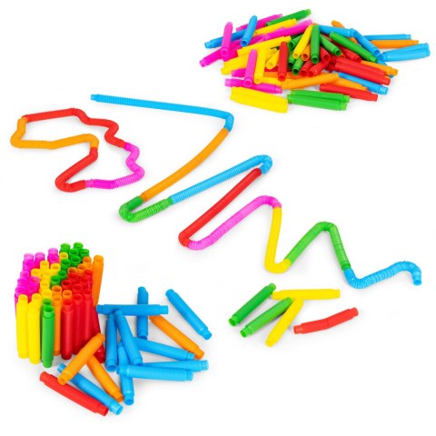 Kolorowe rurki sensoryczne pop tube dla dzieci tuby antystresowe do łączenia 60 sztuk MULTISTORE
