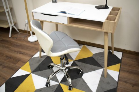 Krzesło obrotowe biurowe z szerokim oparciem ekoskóra szaro-białe LEOBERT