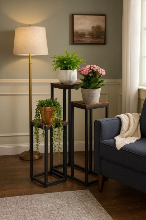 Kwietnik stojący stojak na kwiaty ozdoby 3 półki loft ModernHome ModernHome