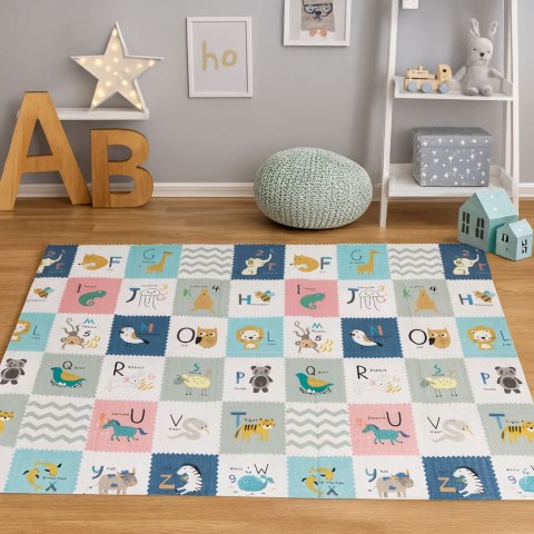 Mata piankowa dla dzieci 200x150 cm edukacyjna dwustronna składana miarka wzrostu alfabet ECOTOYS ECOTOYS