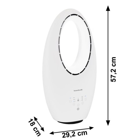 Nowoczesny wentylator stojący bezłopatkowy podłogowy 60W 3 tryby pracy pilot timer podświetlenie LED LONGWELL INDUSTRIAL LTD