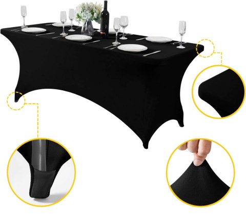 Obrus uniwersalny pokrowiec na stół cateringowy 240 cm 8FT czarny elastyczny MultiGarden MultiGarden