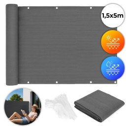 Osłona balkonowa z okuciami 150x500 cm siatka cieniująca + elementy instalacyjne szara MultiGarden MultiGarden