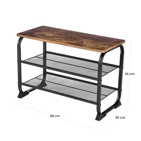 Regał na buty z siedziskiem loftowy 2 półki LEOBERT