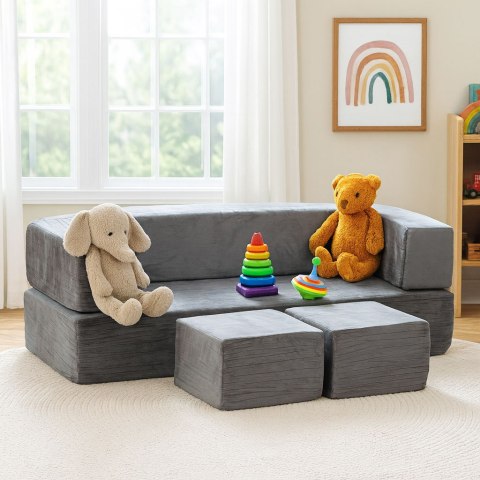 Sofa modułowa składana dla dzieci DIY 4 miękkie poduchy - szara ECOTOYS ECOTOYS