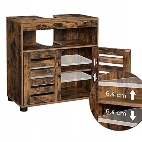 Szafka łazienkowa pod umywalkę regał komoda z regulowaną półką rustykalny brąz LEOBERT