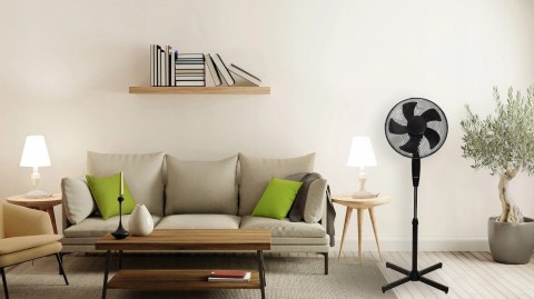 Wentylator podłogowy wiatrak stojący 45W 3 tryby pracy 5 łopatek czarny LONGWELL INDUSTRIAL LTD