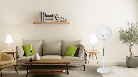 Wentylator podłogowy wiatrak stojący 45W 3 tryby pracy 5 łopatek timer pilot LONGWELL INDUSTRIAL LTD