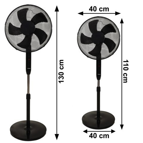 Wentylator podłogowy wiatrak stojący 45W 3 tryby pracy 5 łopatek timer pilot LONGWELL INDUSTRIAL LTD