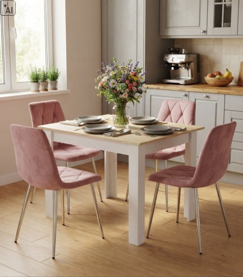 Krzesło LIBRA - aksamit róż ciemny / nogi chrom x 2