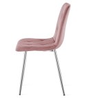 Krzesło LIBRA - aksamit róż ciemny / nogi chrom x 2