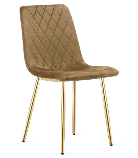 Krzesło TURIN - aksamit brąz / nogi złote x 2