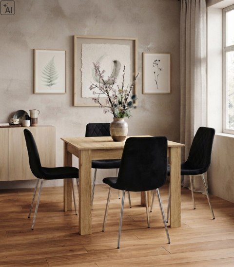 Krzesło TURIN - aksamit czarny / nogi chrom x 4