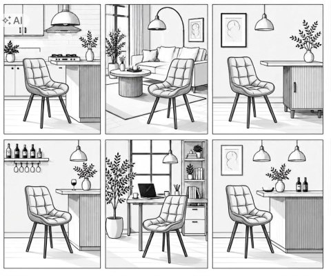 Krzesło SORIA - aksamit granat / nogi złote x 4