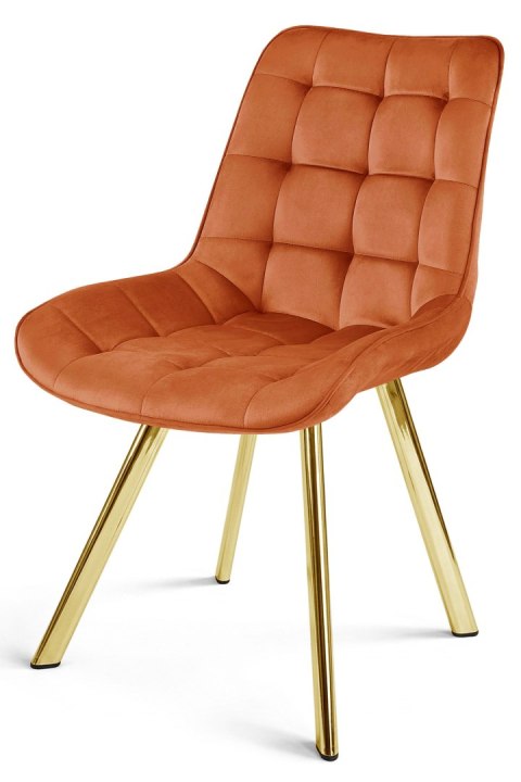 Krzesło SORIA - aksamit miedziany / nogi złote x 4