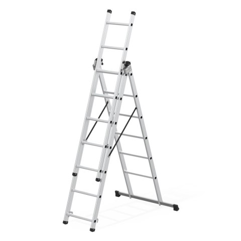 Drabina aluminiowa wielofunkcyjna 3x7 składana z pasami zabezpieczającymi 150 kg ModernHome ModernHome