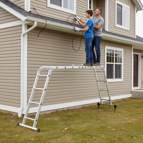 Drabina aluminiowa wielofunkcyjna 4x4 przegubowa składana 150 kg ModernHome ModernHome