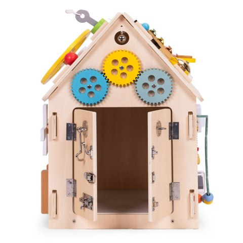 Drewniany domek manipulacyjny dla dzieci panel edukacyjny XXL 30 elementów ECOTOYS