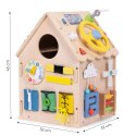 Drewniany domek manipulacyjny dla dzieci panel edukacyjny XXL 30 elementów ECOTOYS
