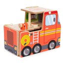 Drewniany garaż zestaw straży pożarnej 2w1 - remiza i wóz 2 piętra figurki pojazdy ECOTOYS ECOTOYS