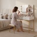 Duża toaletka kosmetyczna z lustrem i oświetleniem LED 3 barwy półki szuflady ModernHome ModernHome