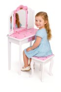 Duża toaletka zabawkowa dla dziewczynki potrójne lustro taboret szuflada ECOTOYS ECOTOYS