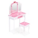 Duża toaletka zabawkowa dla dziewczynki potrójne lustro taboret szuflada ECOTOYS ECOTOYS