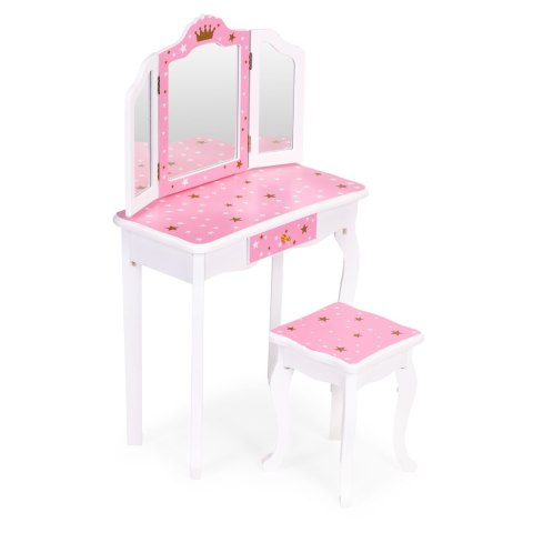 Duża toaletka zabawkowa dla dziewczynki potrójne lustro taboret szuflada ECOTOYS ECOTOYS