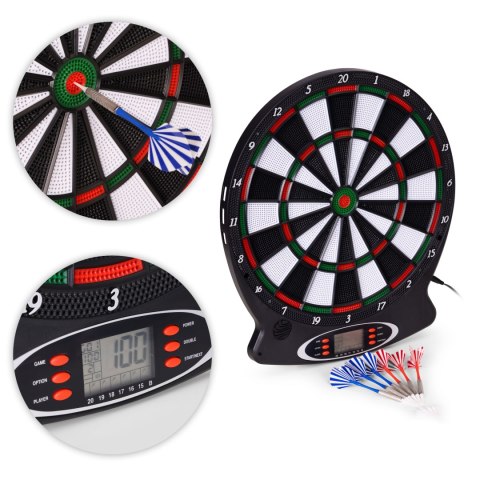 Elektroniczna tarcza do darta gry w rzutki lotki tablica LCD 38 cm 18 gier zestaw 6 rzutek MULTISTORE