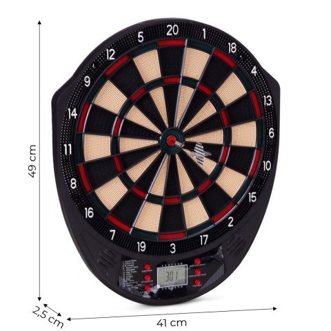 Elektroniczna tarcza do darta gry w rzutki lotki tablica LCD 41 cm 26 gier zestaw 6 rzutek MULTISTORE