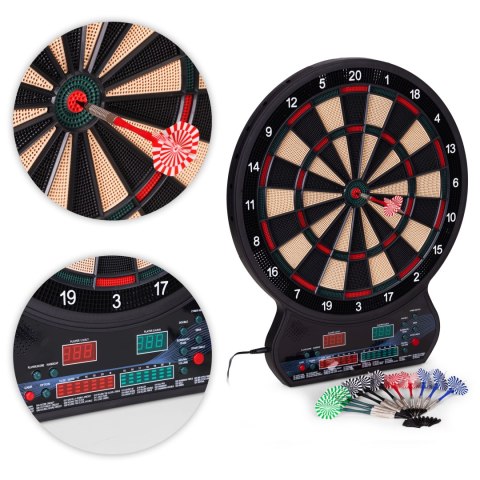 Elektroniczna tarcza do darta gry w rzutki lotki tablica LCD 42 cm 27 gier zestaw 12 rzutek MULTISTORE