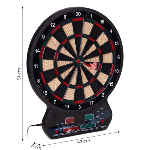 Elektroniczna tarcza do darta gry w rzutki lotki tablica LCD 42 cm 27 gier zestaw 12 rzutek MULTISTORE