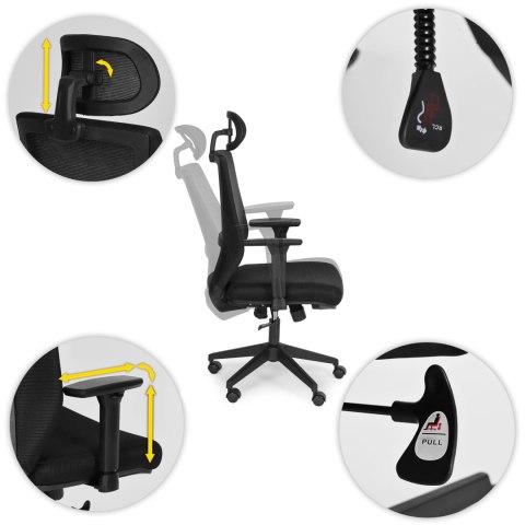 Fotel biurowy obrotowy ergonomiczny regulacja wysokości czarny ModernHome ModernHome