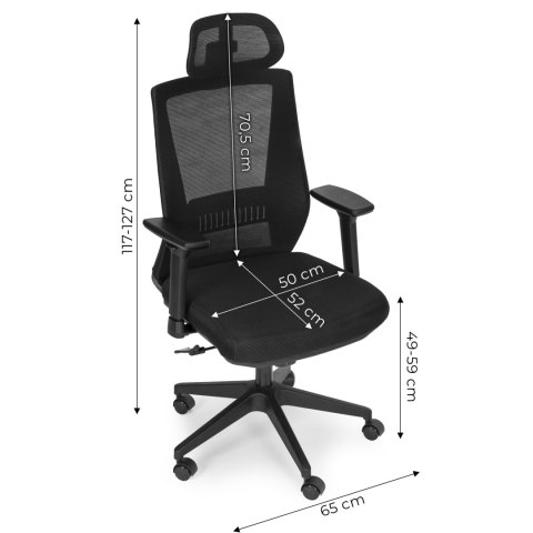 Fotel biurowy obrotowy ergonomiczny regulacja wysokości czarny ModernHome ModernHome