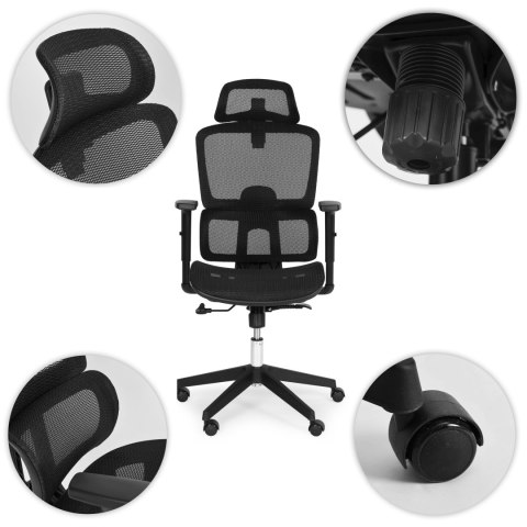 Fotel biurowy obrotowy ergonomiczny regulacja wysokości czarny ModernHome ModernHome