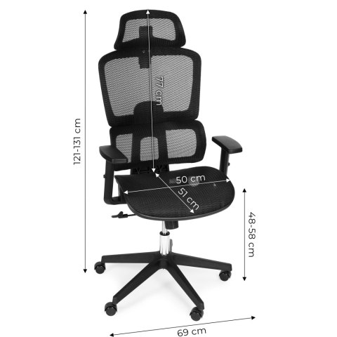 Fotel biurowy obrotowy ergonomiczny regulacja wysokości czarny ModernHome ModernHome