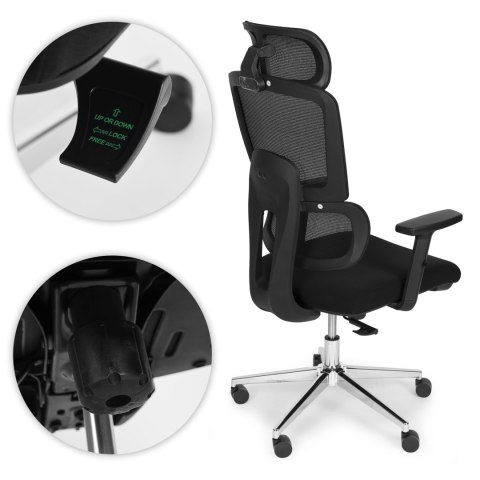 Fotel biurowy obrotowy ergonomiczny regulacja wysokości czarny ModernHome ModernHome