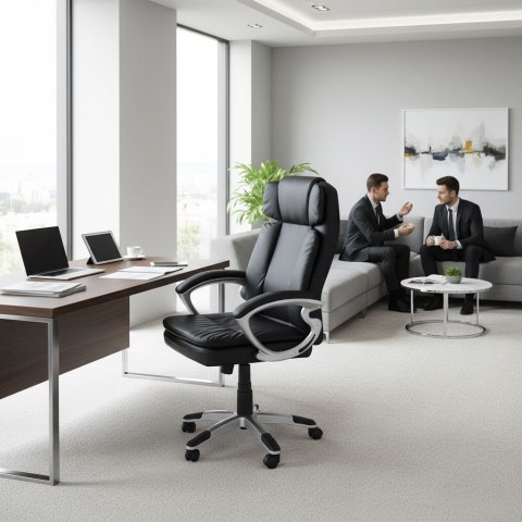 Fotel biurowy obrotowy podwójna tapicerka regulacja wysokości czarny ModernHome ModernHome