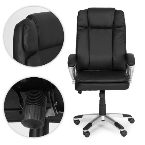 Fotel biurowy obrotowy podwójna tapicerka regulacja wysokości czarny ModernHome ModernHome