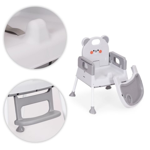 Fotelik krzesełko do karmienia dzieci 3w1 podwójna tacka 5-punktowe pasy szary ECOTOYS ECOTOYS