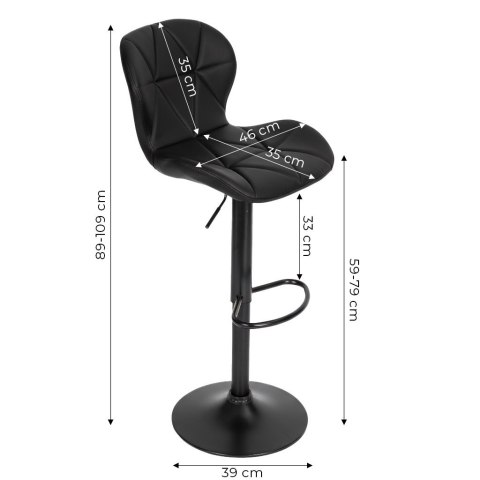 Hoker stołek barowy obrotowy regulacja wysokości podnóżek czarny ModernHome ModernHome